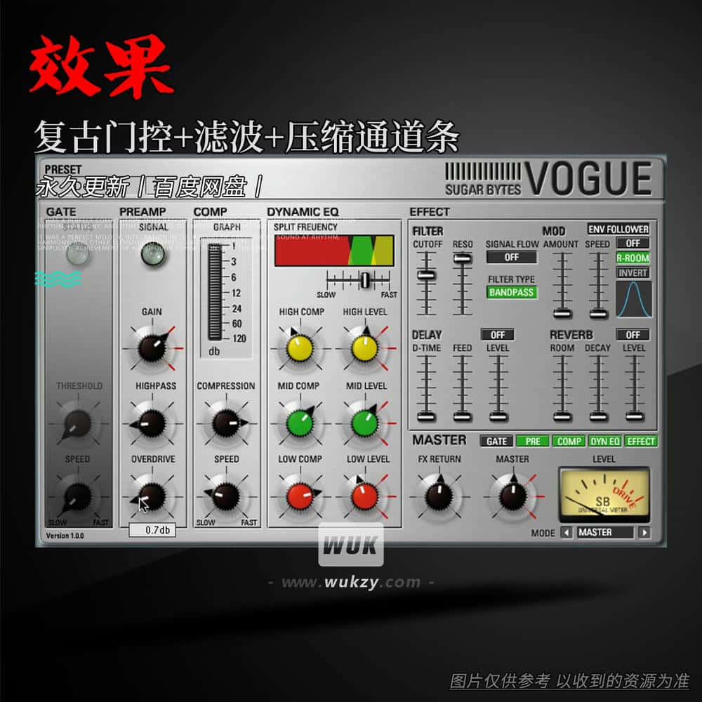 效果丨Sugar Bytes Vogue（复古门控+滤波+压缩通道条）（W+M）