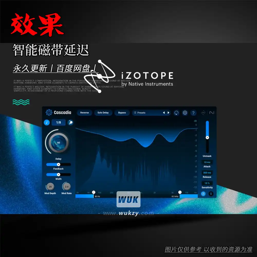 效果丨iZotope Cascadia（智能磁带延迟）（W+M）