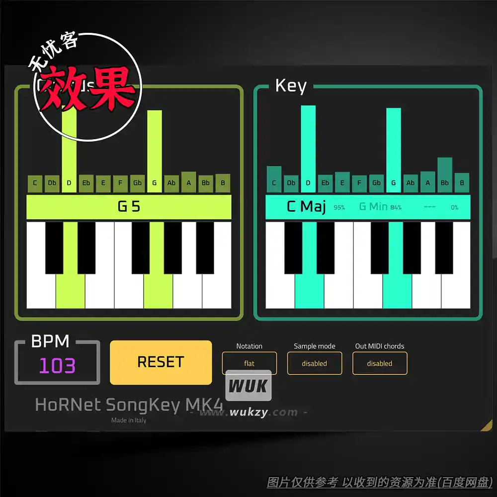 效果丨Hornet Plugins HoRNet SongKey MK4（AI实时调性检测+和弦显示）（W+M）