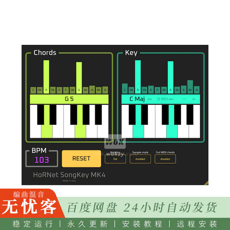 效果	HoRNet SongKey MK4@实时调性与和弦检测工具（Win+Mac）