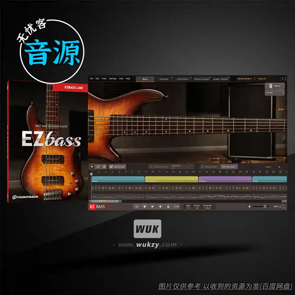 音源	Toontrack EZBass v1.2.0（智能贝斯音源）（W+M+12gB原厂音色）