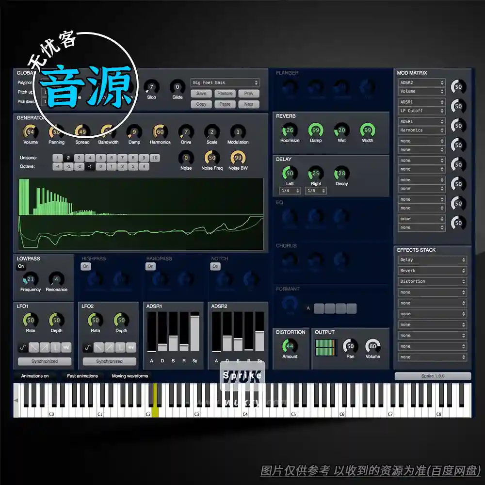 免费音源	Brain Control Tunefish4 Sprike v1.4.2（合成器插件）（W+M）
