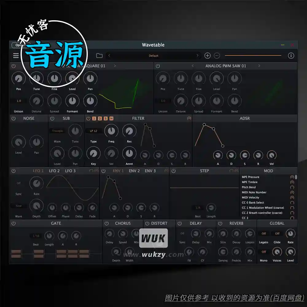 音源	Socalabs Wavetable v1.0.27（波表合成器）（W+M）
