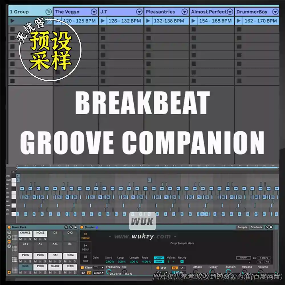 预设	Will Hatton Groove Companion Breakbeats MiDi（Breakbeats鼓组MIDI预设） 2026年1月30日 | 9 MB 这是一个模板，包含了你可能需要的所有常用Breakbeat节奏，适用于你的各种项目！只需将你自己的底鼓、军鼓和踩镲拖放到相应的打击垫中，即可听到MIDI节奏，或者导出MIDI文件以供将来使用！