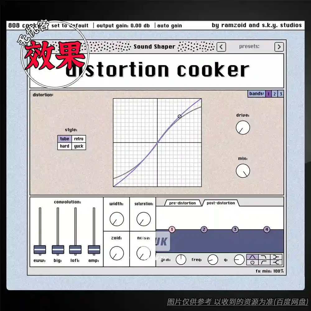 效果	Ramzoid Distortion Cooker（失真效果处理插件）（W）