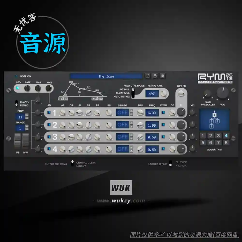 音源	Inphonik RYM2612 Iconic FM Synthesizer（SEGA2612芯片FM合成器）（W+M）