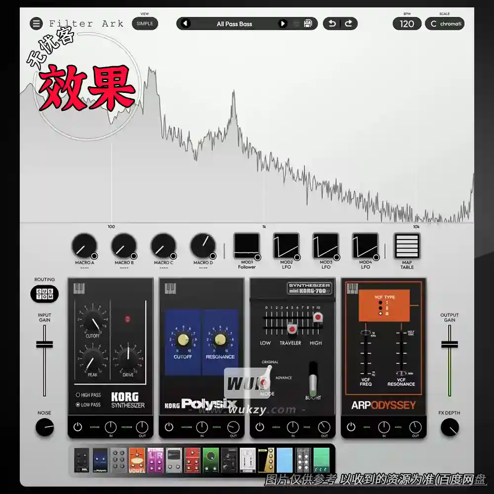 效果	KORG Filter Ark（经典滤波效果器）（W+M）