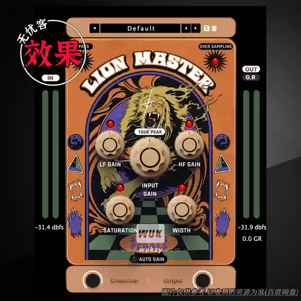 效果	Safari Pedals Lion Master Mastering Limiter plugin（限制插件）（W）