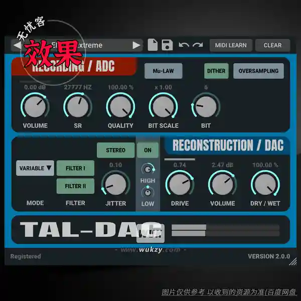效果	Togu Audio Line TAL-DAC（数模转换器模拟）（W+M）