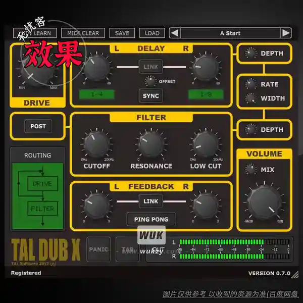 效果	Togu Audio Line TAL-Dub-X v2.2.8（多功能延时效果）（W+M）