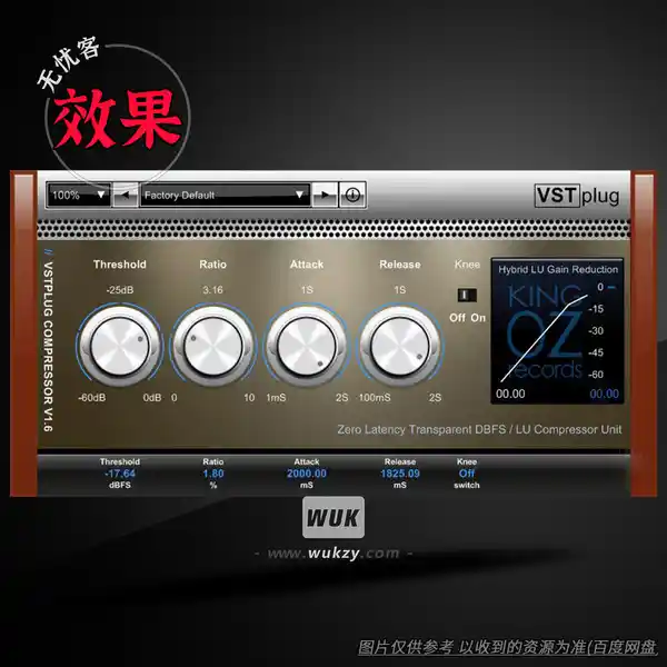 效果	King OZ VSTplug compressor（轻量压缩处理）（W）