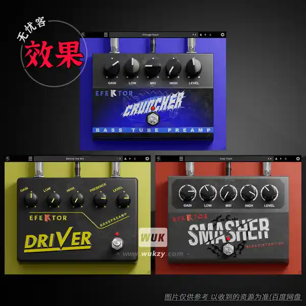 效果	Kuassa Efektor Bass Distortion Bundle（贝斯失真套装）（W）