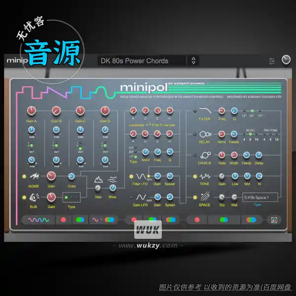 音源	Karanyi Sounds Minipol（轻量模拟合成器）（W+M）+（2款扩展）