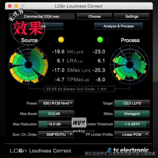 效果	TC Electronic LC2 NATIVE（立体声标准化响度校正器插件）（W）