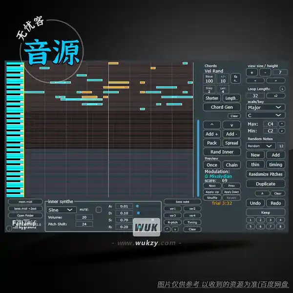 音源	granvia Fantamidi 2（MIDI创作辅助工具）（W+M）