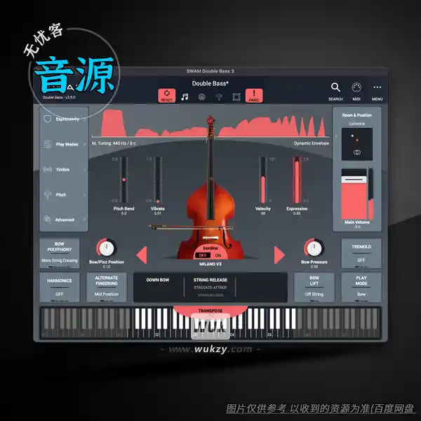 音源	Audio Modeling SWAM Double Bass V3（建模低音提琴）（W+M）