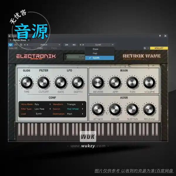 音源	Electronik Sound Lab Retrox Wave（80年代的经典音色）（W+M）