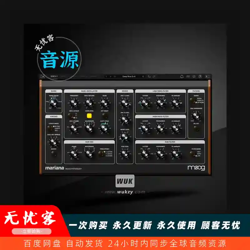 音源	Moog Music Mariana  Bass Synthesizer（贝斯合成器音源）（W+M）