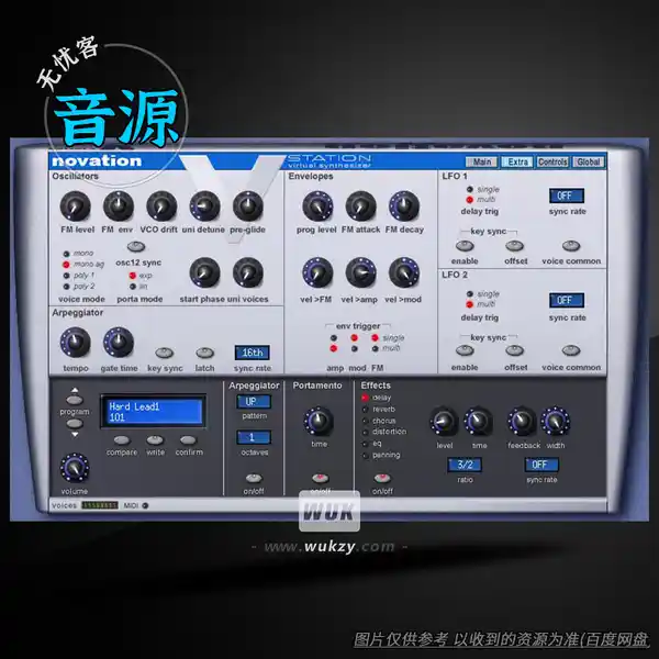 音源	Novation V-Station v2.6.1（硬件复刻虚拟合成器）（W+M）