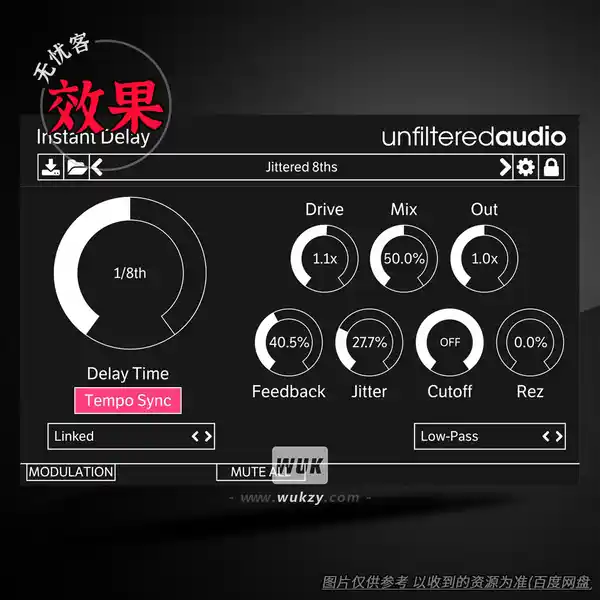 效果	Unfiltered Audio Instant Delay（即时延迟效果器）（W）