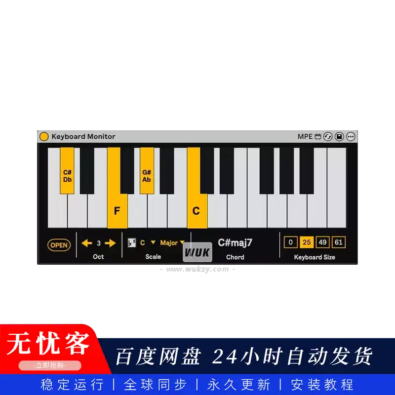 M4L	Side Brain Keyboard Monitor（键盘乐器演奏者教学和学习工具）