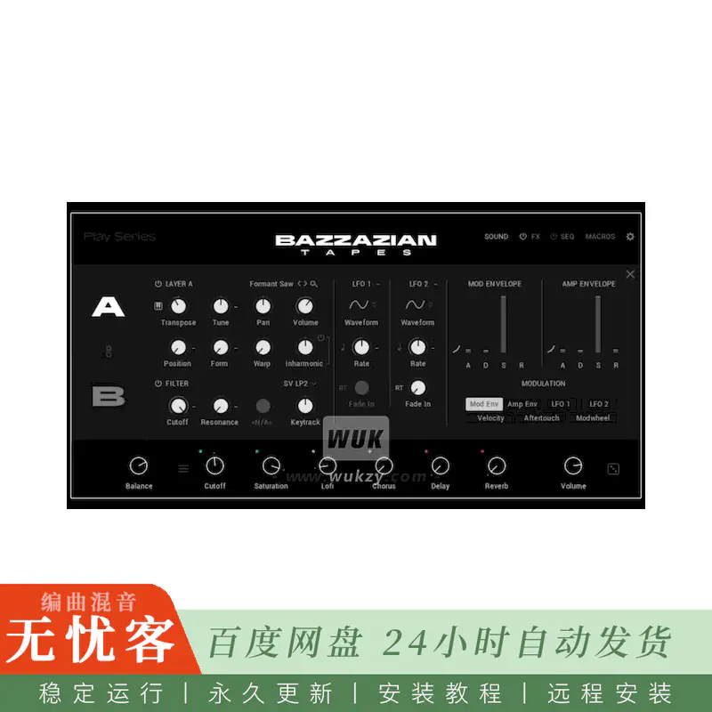 KTK	Native Instruments Play Series Bazzazian Tapes v2@复古磁带嘻哈旋律库二代（Kontakt）