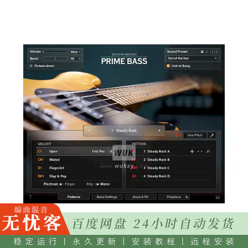 KTK	Native Instruments Session Bassist Prime Bass@80年代复古电贝斯（Kontakt）
