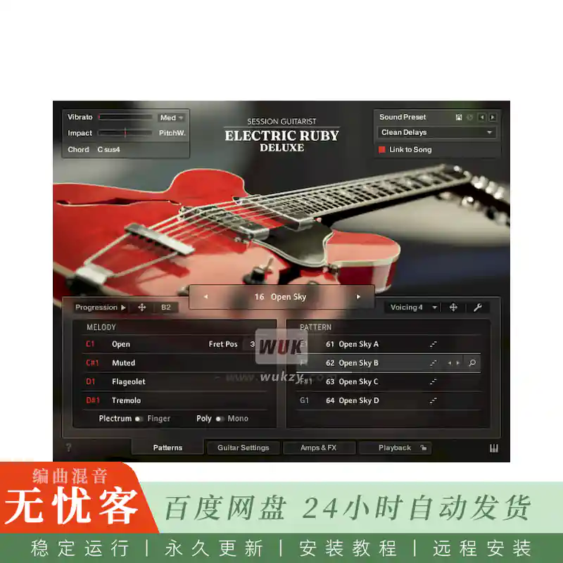 KTK	Native Instruments Session Guitarist Electric Ruby Deluxe@335空心爵士电吉他（Kontakt）