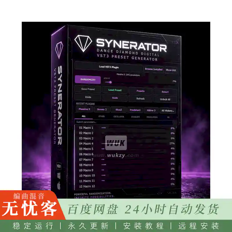 音源	Scott Brio Synerator Synth Randomizer for Producers@合成器随机生成工具（Win+Mac）