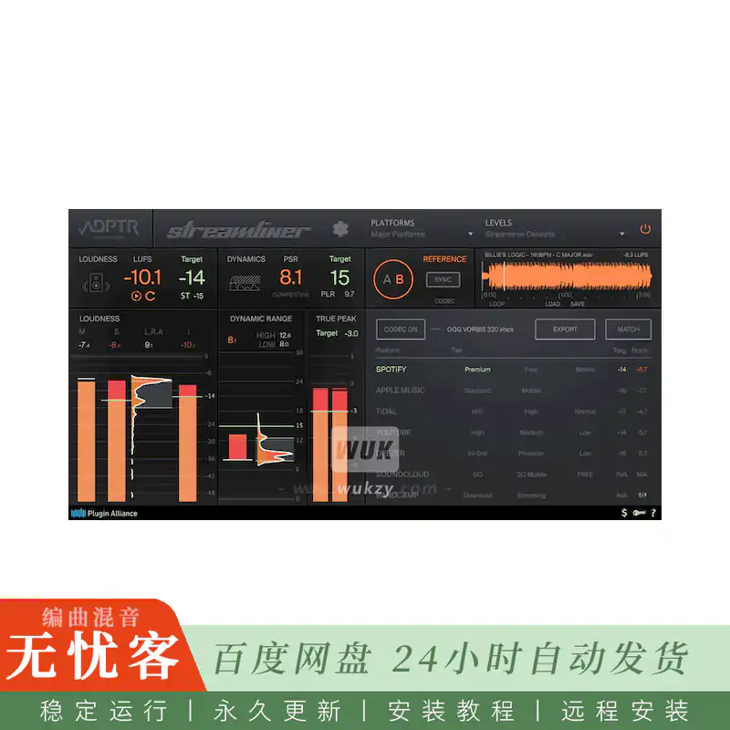 效果	ADPTR AUDIO StreamLiner@流媒体编解码响度预览工具（Win+Mac）