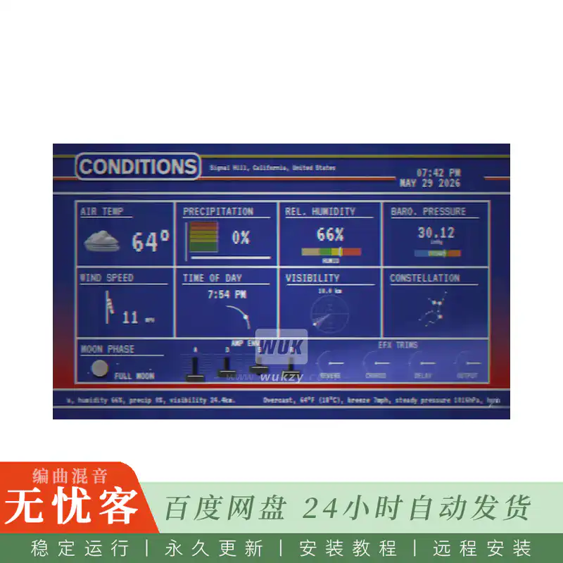 音源	Amory Farms Instruments Conditions@实时真实世界天气数据驱动的合成器（Win+Mac）