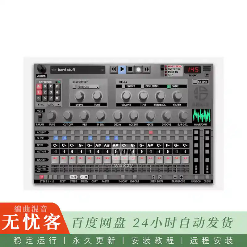 Audio Blast ABX3@303风格酸性贝斯合成器与步进音序器（Win）