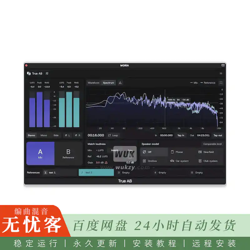 Rapid Flow True AB@立体声扩展与对比监听处理器（Mac）
